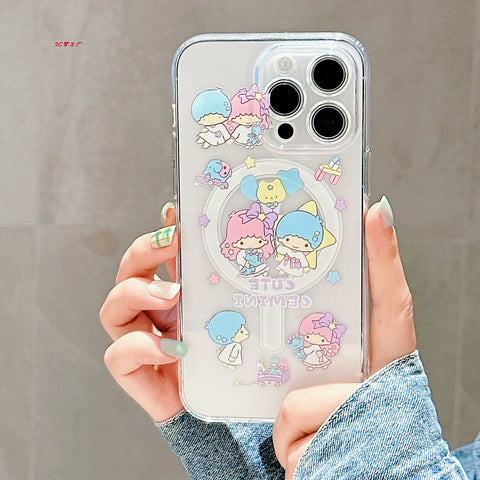 Sanrio Cute Twin Star Cute IPhone Case Full Body Protective Case For IPhone 11-15 Pro Max