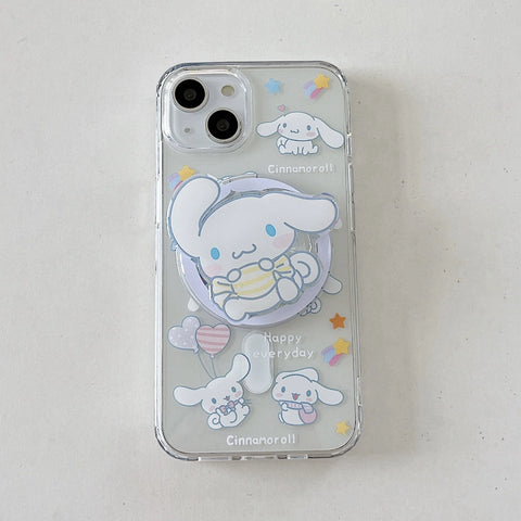 Cute Cartoon Sanrio Magnetic Bracket for Apple 15promax Phone Case Couple IPhone14 New 15pro Niche 11 Female 13 Anti-fall 12 Silicone 14pro All-inclusive Protective Case.