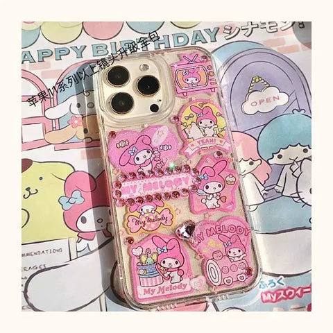 Handmade Drip Glue Cute Hello Kitty Cute Sanrio iPhone Case Full Body Protective Case For IPhone 11-15 Pro Max