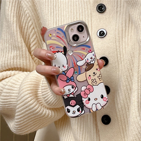 Laser Fireworks Cute Sanrio iPhone Case Full Body Protective Case For IPhone 11-15 Pro Max