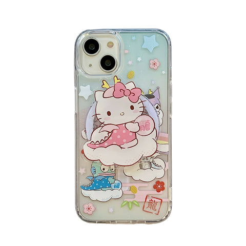 Year of The Dragon Cartoon Ugly Fish Kitty Kulomi for IPhone15/14promax Phone Case 11 Transparent Acrylic Magnetic Case 12/13 Apple 14Pro Full Cover 15Pro