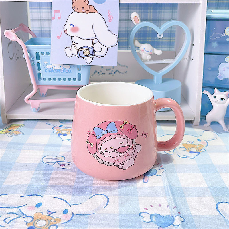 Ceramic Cup Jade Gui Dog Cute Girl Gift Box with Lid Mug Cartoon Sanrio Melody Kuromi