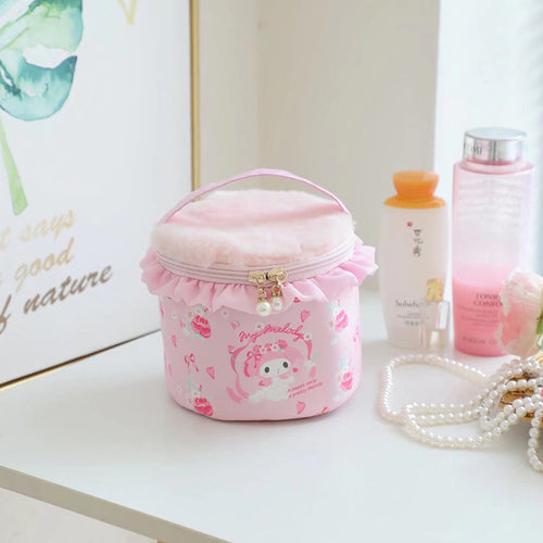 Sanrio Flower Ruffle Edge Portable Makeup Case Portable Bucket Bag