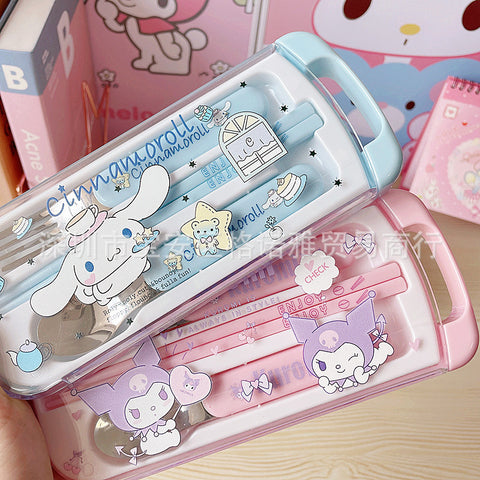 Sanrio Series 304 Stainless Steel Portable Tableware Storage Box Travel Outdoor Tableware