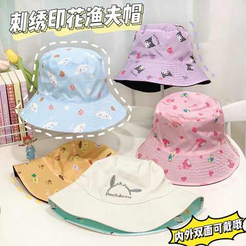 Sanrio Cute Mask Small, Waterproof, Sunscreen, Windproof, Leisure Fisherman's Hat, Sunvisor Hat