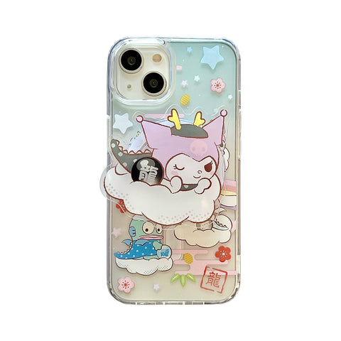 Year of The Dragon Cartoon Ugly Fish Kitty Kulomi for IPhone15/14promax Phone Case 11 Transparent Acrylic Magnetic Case 12/13 Apple 14Pro Full Cover 15Pro