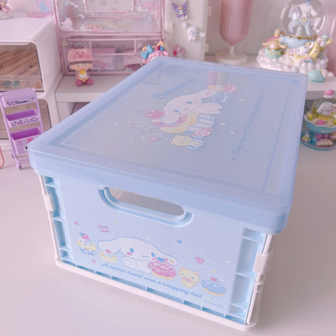 Transparent Folding Desktop Storage Box with Cover Snacks Books Toys Storage Box