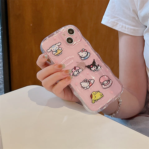 Summer Pink Swimming Cartoon Sanrio iPhone Case Full Body Protective Case For IPhone 11-15 Pro Max