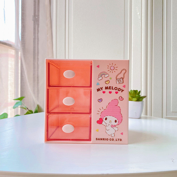 Sanrio Three-layer Drawer Multifunctional Desktop Storage Pen Holder