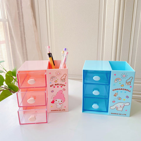 Sanrio Three-layer Drawer Multifunctional Desktop Storage Pen Holder