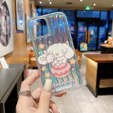 Japan and South Korea Cartoon Sanrio Colorful Laser Sanrio iPhone Case Full Body Protective Case For IPhone 11-15 Pro Max