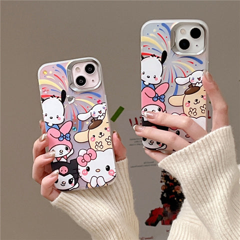 Laser Fireworks Cute Sanrio iPhone Case Full Body Protective Case For IPhone 11-15 Pro Max