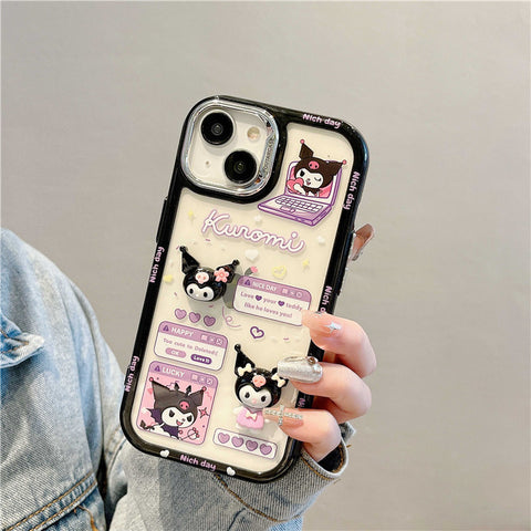 Electroplated 3D Kuromi IPhone 14 Sanrio iPhone Case Full Body Protective Case For IPhone 11-15 Pro Max