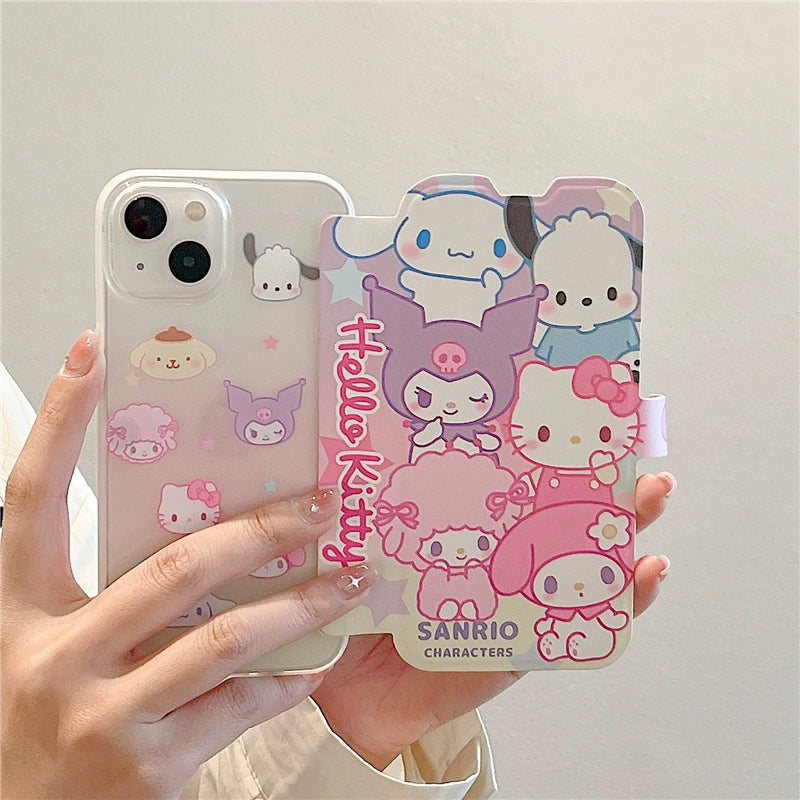 Suitable for Apple 14promax Phone Case IPhone 13 Flip Cartoon Sanrio 11 Korean Style New 12 Cute Women's 14 Internet Celebrity Super Hot 13 Pro Full Package Anti Drop 12 Pro Phone Case