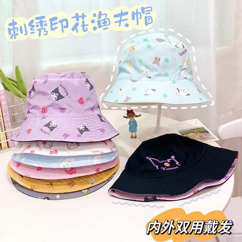 Sanrio Cute Mask Small, Waterproof, Sunscreen, Windproof, Leisure Fisherman's Hat, Sunvisor Hat