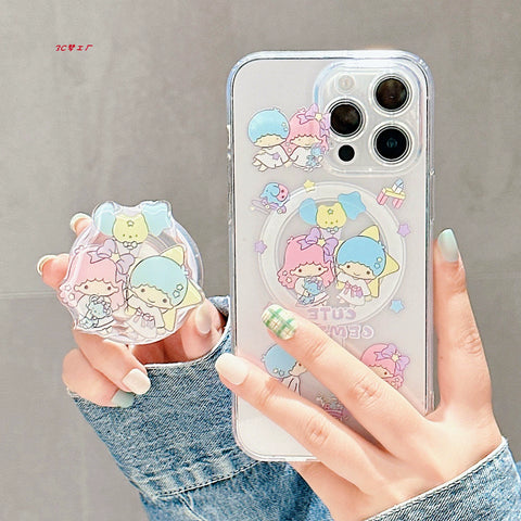 Sanrio Cute Twin Star Cute IPhone Case Full Body Protective Case For IPhone 11-15 Pro Max