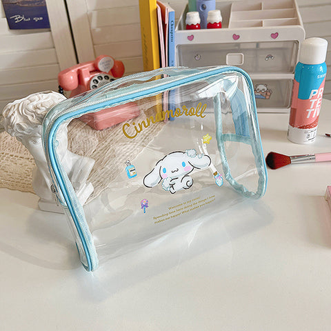 New Sanrio Cartoon Transparent Pencil Bag Waterproof Travel Wash Bag Large Capacity Portable Makeup Bag