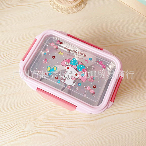 New Cartoon Stainless Steel Double Layer Lunch Box Anti scalding Portable Divided Insulated Lunch Box