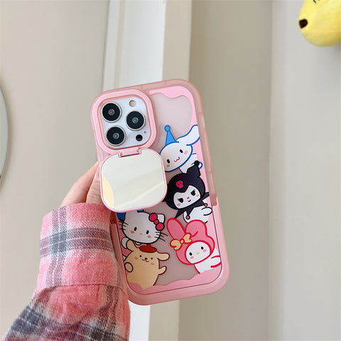 Cartoon Double Bracket Cute Sanrio iPhone Case Full Body Protective Case For IPhone 11-15 Pro Max