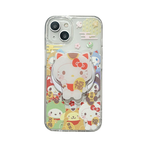 New Year's Cute Sanrio for Iphone15promax Apple 13 Phone Case New 14 Pro Magnetic Stand 12 Pro Creative 11 Cartoon 13 Pro