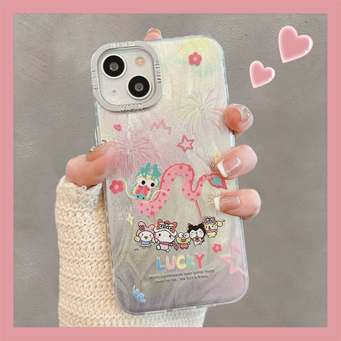 Hello Kitty Dragon Dance Wristband Hard Shell Apple Mobile Phone Case Kuromi My Melody Sanrio iPhone Case Full Body Protective Case For IPhone 11-15 Pro Max