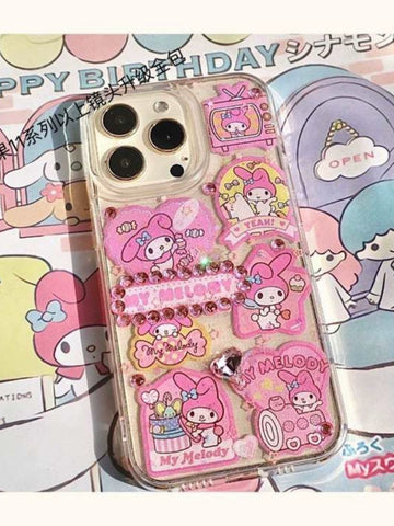 Handmade Drip Glue Cute Hello Kitty Cute Sanrio iPhone Case Full Body Protective Case For IPhone 11-15 Pro Max