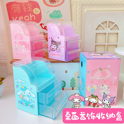 Sanrio Series Tabletop Large Capacity Double-layer Drawer Jewelry Box Shelf