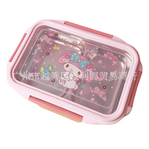 New Cartoon Stainless Steel Double Layer Lunch Box Anti scalding Portable Divided Insulated Lunch Box