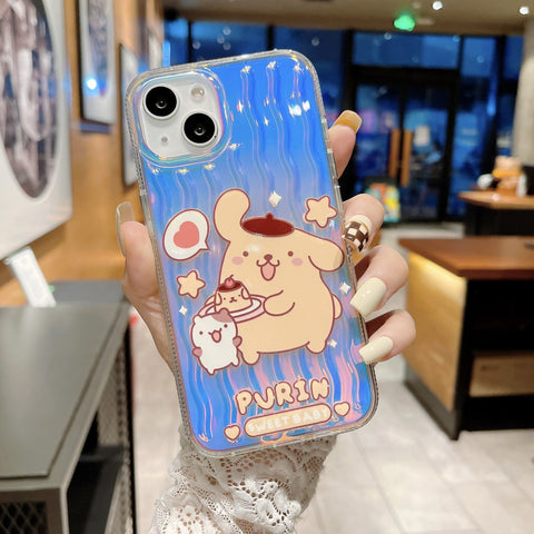 Japan and South Korea Cartoon Sanrio Colorful Laser Sanrio iPhone Case Full Body Protective Case For IPhone 11-15 Pro Max