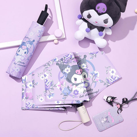 Kuromi Umbrella Fully Automatic Women's High Beauty Instagram Cute Sun Umbrella with Sun and Rain Dual Use, Sanrio Sun Umbrella UV Protection