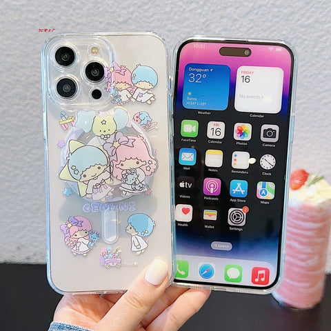 Sanrio Cute Twin Star Cute IPhone Case Full Body Protective Case For IPhone 11-15 Pro Max