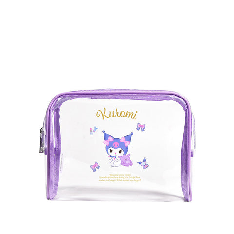 New Sanrio Cartoon Transparent Pencil Bag Waterproof Travel Wash Bag Large Capacity Portable Makeup Bag