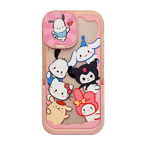 Cartoon Double Bracket Cute Sanrio iPhone Case Full Body Protective Case For IPhone 11-15 Pro Max