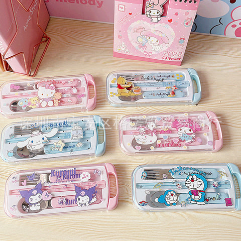 Sanrio Series 304 Stainless Steel Portable Tableware Storage Box Travel Outdoor Tableware