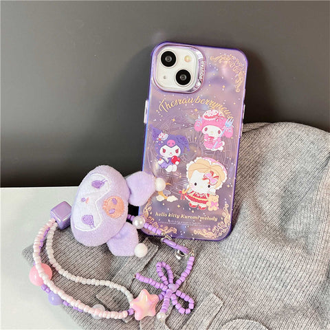 IMD Water Wave Magic Array Sanrio IPhone 15 Cartoon 14 Promax 12 Phone Case Apple 13 Chain For IPhone 11-15 Pro Max