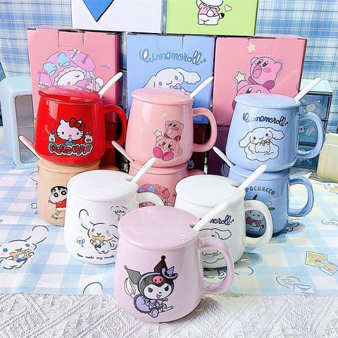 Ceramic Cup Jade Gui Dog Cute Girl Gift Box with Lid Mug Cartoon Sanrio Melody Kuromi