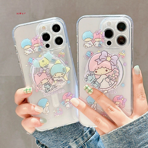 Sanrio Cute Twin Star Cute IPhone Case Full Body Protective Case For IPhone 11-15 Pro Max