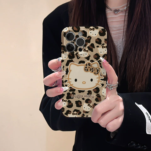 Leopard-printed New Year Hellokitty Cute Sanrio iPhone Case Full Body Protective Case For IPhone 11-15 Pro Max