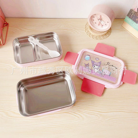 New Cartoon Stainless Steel Double Layer Lunch Box Anti scalding Portable Divided Insulated Lunch Box