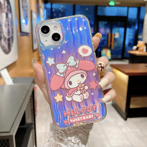 Japan and South Korea Cartoon Sanrio Colorful Laser Sanrio iPhone Case Full Body Protective Case For IPhone 11-15 Pro Max