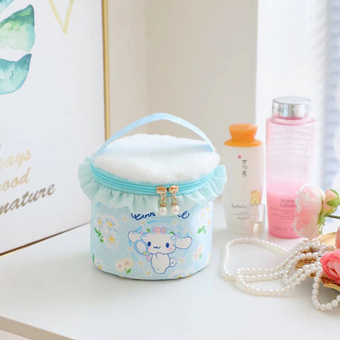 Sanrio Flower Ruffle Edge Portable Makeup Case Portable Bucket Bag