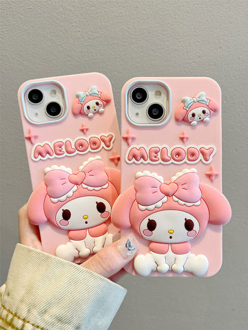 Sanrio 3D Silicone Stereoscopic Melody iPhone Cases Suitable for iPhone 11-15 Pro Max