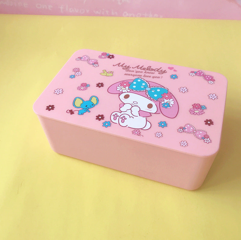 Sanrio Series Dust Tissue Box with Lid for Household Portable Large-capacity Mask Storage Box