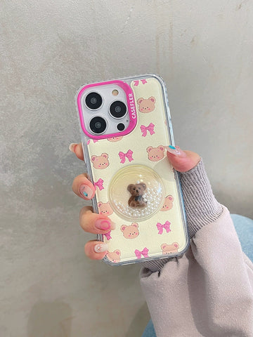 Bear Hard iPhone Cases with Pearls Suitable for iPhone 11-15 Pro Max