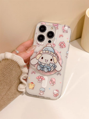 Double-layer Magnetic Stand Protective Case Cute Sanrio iPhone Case Full Body Protective Case For IPhone 11-15 Pro Max