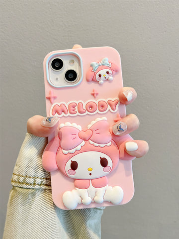 Sanrio 3D Silicone Stereoscopic Melody iPhone Cases Suitable for iPhone 11-15 Pro Max