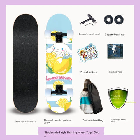 Four-wheeled Children Skateboard Professional Beginner Girl Over 6-12 Years Old Scooter Flashes