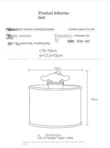 Ceramic Pet Water Dissolver Automatic Circulation Flow Living Water Insulation Bowl Supplies