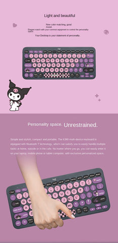 Kuromi Wireless Bluetooth Keyboard Sanrio Tablet Laptop Portable Keyboard