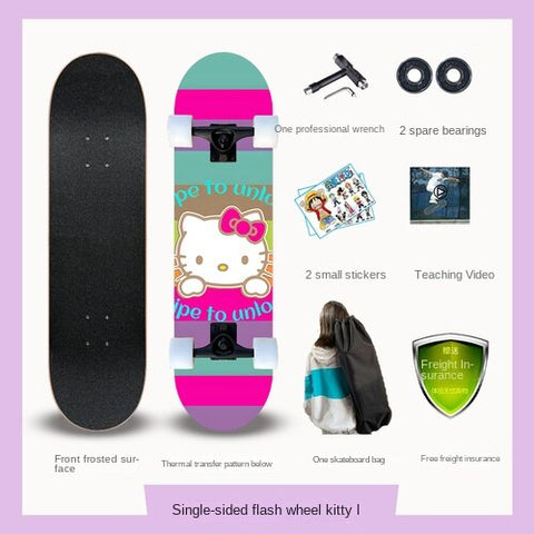 Four-wheeled Children Skateboard Professional Beginner Girl Over 6-12 Years Old Scooter Flashes